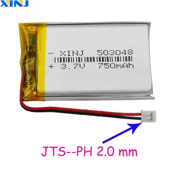 3.7 V, 750 mAh 503048 Polymer Li Lipo Batérie JST-PH 2pin 2.0 mm Konektor Pre GPS DashCam Sat Nav Auto Fotoaparát Mp4 Jazdy Nahrávač