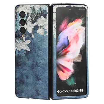 Lesk Práškov Retro Kvety Telefón puzdro Pre Samsung Galaxy Z Zložiť 3 2 5G Módne Lesklý IMD Shockproof Ochrana Zadného Krytu