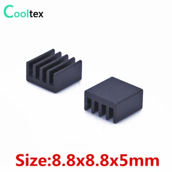 (100ks/lot) 8.8x8.8x5mm Hliníkový chladič Lisovaných black chladiča radiátor pre IC čip integrovaný obvod chladič na chladenie