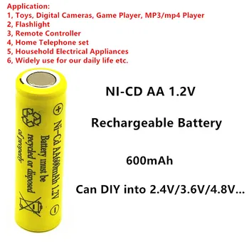 DIY AA NI-CD akumulátorom 1.2 V 600mAh Môžu Byť Použité Pri Elektrické Hračky, Budík, Diaľkové Ovládanie