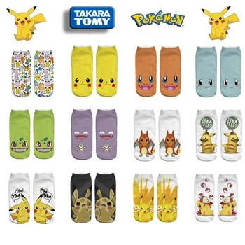 Anime Pokémon ponožky letné tenké Pikachu Bulbasaur Charmander Squirtle Psyduck cartoon ponožky bežné xxx chlapci a dievčatá ponožky