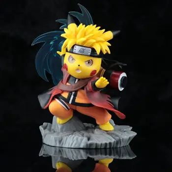 14 cm PVC Pikachu Cosplay Uzumaki Naruto Anime Obrázok Pokemon Deti Hračky, Bábiky Kawaii Miestnosti Dekorácie Narodeniny Nový Rok je Dar