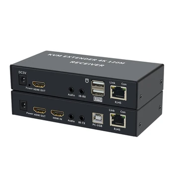 4K HDMI KVM Extender Cez cat5e/6 kábla ethernet 120M HDMI USB Extender Video Audio Vysielač, Prijímač Podporu Klávesnice, Myši