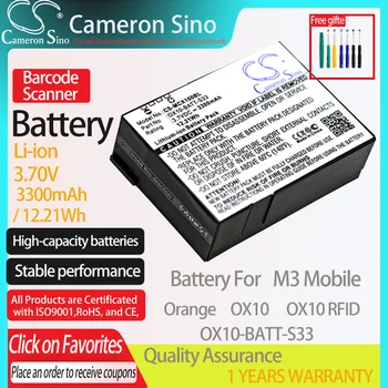 CameronSino Batérie M3 Mobilný Orange OX10 OX10 RFID hodí M3 Mobile OX10-BATT-S33 Čiarových kódov batérie je 3300mAh 3.70 V Black