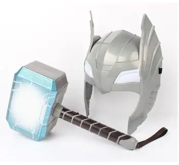 Cosplay superhrdina Thor LED svetlo svietiace trubice Prilby, masky, Zbrane kladivo quake model hračka detský Kostým Maškarný party darček