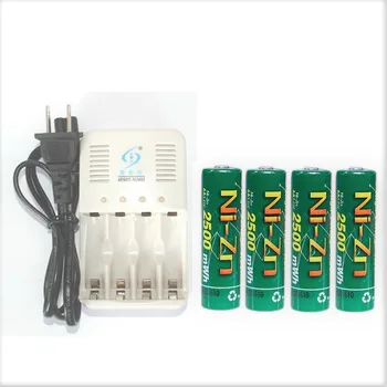4Pcs Ni-Zn 1.6V1.5V AA 2500mWh Nabíjateľná Batéria + NiZn inteligentné Nabíjačky