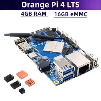 Orange Pi 4 LTS 4GB RAM Rockchip RK3399 16 GB EMMC Wifi + BT5.0 Voliteľné Heatsinks pre OPI 4 LTS Spustiť Android Ubuntu, Debian OS