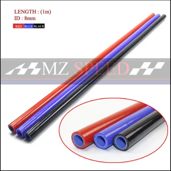 8 mm 3 vrstiev Polyesteru 1 Meter Silikónové Rovno Hadica modrá červená Silica gel trubice Pre Auto motor Univerzálne Vysoká teplota rúry