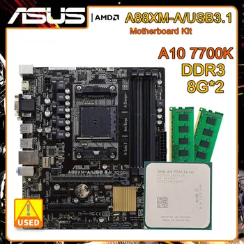 Socket FM2/FM2+ základná Doska ASUS A88XM-A/USB3.1 Doska set s AMD A10 7700K a 2*DDR3 8G ram AMD A88X USB3.0 Micro ATX