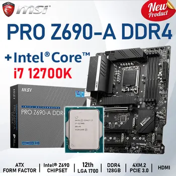 LGA1700 12. Intel Core i7 12700K Combo + MSI PRO Z690-A DDR4 Doska Set 128GB M. 2 Chia Z690 Placa-mae Auta Desktop, ATX Z690