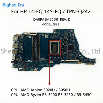 DA0PAEMB6D0 Pre HP 14-FQ 14S-FQ 14S-FR TPN-Q242 Notebook Doska S AMD R3 R5-3450 CPU DDR4 M03771-001 M10792-601 M03773-601