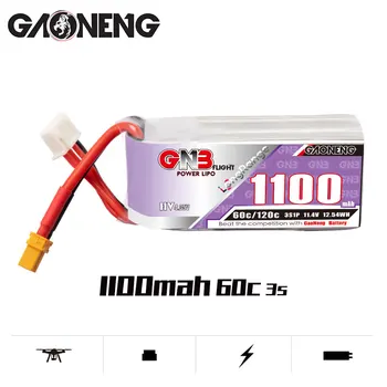 Aktualizované Gaoneng GNB 1100MAH 3S 11.4 V 60 ḞC HV Lipo Batérie Dlhý Rad XT30 Konektor pre Plnej Rýchlosti Drobné Leader RC FPV Racing Drone