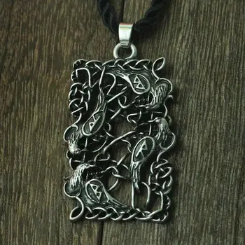 lanseis 10pcs viking symbol pendnat raven prívesok celt black bird náhrdelník šperky