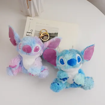 12cm Disney ' Lilo a Stitch Modrá Plyšové Hračky Anime Plushie Keychain Kawai Mäkké Prívesok Stich Bábiky Plnené Vianočný Darček pre Dieťa