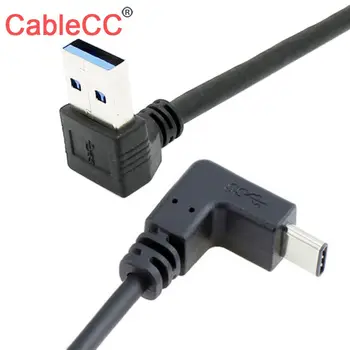 Jimier Cablecc Reverzibilné 100 cm USB 3.1 Typu C, USB-C Uhle 90 Stupňov Nahor Zahnutá Muž Dátový Kábel pre Notebook & Tablet a Telefón