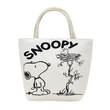 Kawaii Snoopy Nákupní Taška Cartoon Hellokitty Mickey Mouse Študent Bento Taška Mince Kabelku Eco-Friendly Plátno Tote Bag
