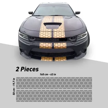 Plástikový med RACING Stripes Dual 10 pre Dodge Nabíjačku S Obrubou Package Nabíjačku GT SRT Scatpack Hellcat Auto Dodge Obtlačky
