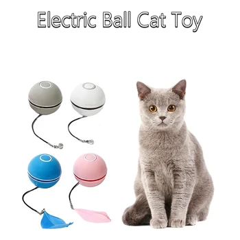 Automatické Inteligentné Mačky, Hračky Loptu Interaktívne Catnip USB Nabíjateľné Samostatne Otáča Farebné LED Pierko Zvony Hračky pre Mačky Mačiatko