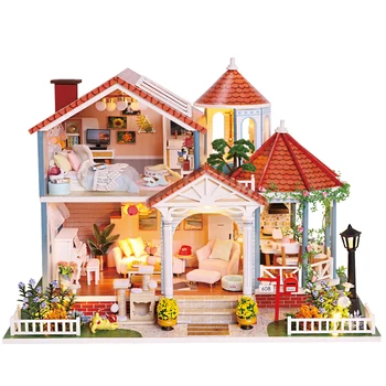 DIY domček pre bábiky Diy Miniatúrne Dom domček pre bábiky Stavebnice, Drevené Hračky Vzdelávacie Ručne vyrábané Hračky Narodeniny Vianočný darček