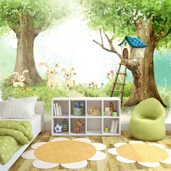 Foto Tapety 3D Karikatúra Roztomilý detský Spálňa Pozadí Nástenné Maľby Ekologických Rastlinných Vlákien nástenná maľba na Stenu Kniha Domova