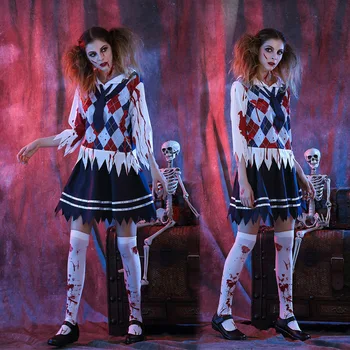 Krvavé Zombie Horor COS zdravotná Sestra Kostýmy Halloween Krvavé Študent Dievča Postriekané Krvou Kostým Čarodejnica pre Deti
