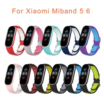 Sledujte Popruh pre Xiao Mi Band 6 5 Silikónový Náramok Smartwatch Band Náramok Priedušná MiBand 5 6 Príslušenstvo