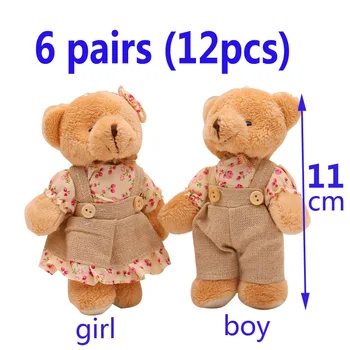 12pcs 6 dvojica 11 cm Malý Medvedík Plyšové hračky dieťa svadobné svadobné dar Strany mini anime prívesok Valentína prívesok na bábiky