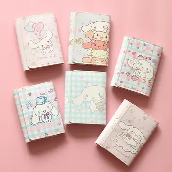 Kawaii Cartoon Sanrioed Kt Cat Wallet Žien Anime Cinnamoroll Kuromi Prenosné Skladacie Krátke Multi-Karta Mini Peňaženka na Mince Pirse