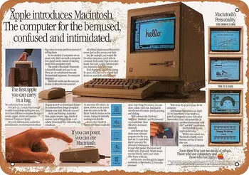 1984 Apple Macintosh Intro Ad 12X8 Cm Retro Kovov Cín Prihlásiť Vintage Umenie Plagátu Doska Dvore Prihlásiť Písmená Anime Neónový nápis