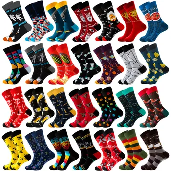 Nové pánske Ponožky Harajuku pre Funny Bavlna dámske Ponožky Tlač Pivo Granát Astronaut Dlhé Trubice Šťastný Business Bežné Posádky Ponožky