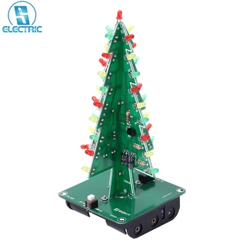 3D Strom LED DIY Súprava Červená/Zelená/Žltá LED Vianočné Stromčeky Flash Okruhu Časti Elektronické Zábavné Suite Darček