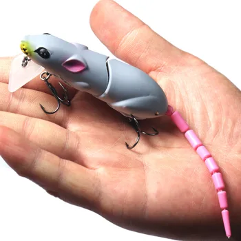 Plastové Myši Rybárske Lure S 3D Oči,Vrtí Chvostom Pomalé Potopenie Umelé Návnady na šťuka basy Swimbaits minnow Floatingbaits