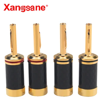 Xangsane 8pcs/50pcs/100ks black carbon fiber 3U skutočné zlato banánových zváranie-free reproduktor, audio zosilňovač plug