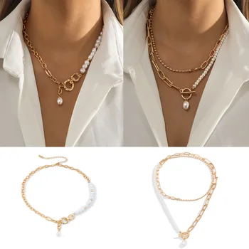 Vrstvený Vintage Pearl Zlatý Náhrdelník Estetické Perličiek Reťaze Striebro Choker Šperky pre Ženy, Dievčatá Módne Náhrdelníky 2022