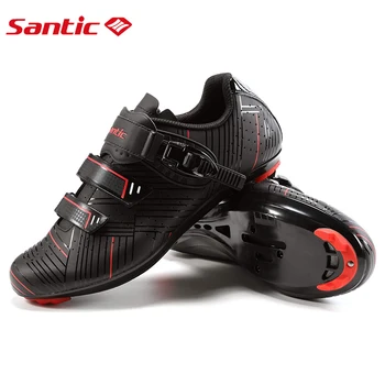 Santic Cyklistické Topánky Mužov Profesionálne Športové Cestné Cyklistické Topánky Kompatibilné s SPD-SL 3 Popruhov Black Mountain Bike Topánky