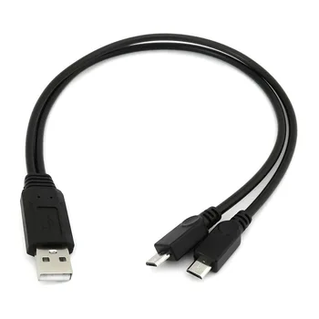 USB 2.0 Typu Samec Samec Dual Micro USB Y Splitter Plnenie Dátový Kábel NK-Nakupovanie
