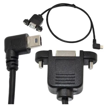 LBSC 50 cm USB 2.0 B ženské panel montáž na mini 5pin muž pravý uhol predlžovací kábel