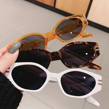 Vintage Luxusné Značky Dizajnér Cat Eye slnečné Okuliare Ženy Muži 2021 Módne Malé Rám Nit Oválne Slnečné Okuliare UV400 Odtiene gafas
