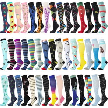 Kompresné Ponožky Muži Ženy Kolená Vysoké Ponožky 20-30 MmHg Fit Lekárske Edém Diabetes Kŕčové Žily Bežecké Kompresné Ponožky