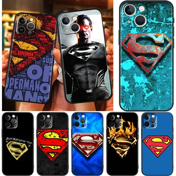 DC Superhrdina Superman Logo puzdro Pre Apple iPhone 14 13 12 11 Pro Max Mini XS Max X XR 7 8 Plus TPU Čierny Kryt Telefónu Core Coque