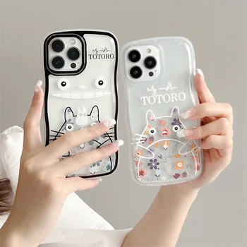 Japonsko Roztomilý Kreslený Anime Kvet Totoro Transparentné Soft Telefón puzdro Pre iPhone 11 12 13 Pro Max 11 12 13 Ochranný Zadný Kryt