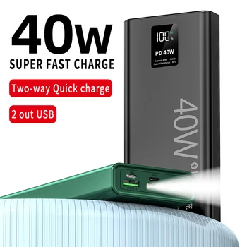 40W Super Rýchle Nabíjanie Power Bank Prenosné 20000mAh Nabíjačku Digitálny Displej Externé Batérie Baterka pre iPhone Xiao