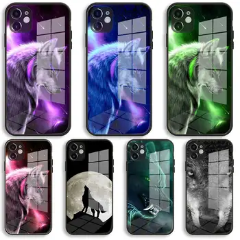 fantasy vlk Mäkké Sklo Silikónové puzdro Pre iPhone 13 12 11 Pro X XS Max XR 8 7 6 Plus SE 2020 S Mini Balíku Kryt