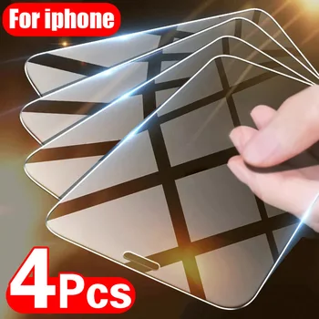 4PCS Screen Protector Tvrdeného Skla pre iPhone 11 12 13 Pro XR X XS Max Film Screen Protector pre iPhone 12 Pro Max Mini 8 7 6