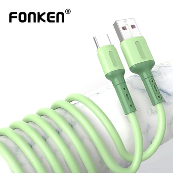 FONKEN Tekutý Silikónový nabíjací Kábel Pre Xiao Samsung USB Typu C Telefón, Nabíjačka, Kábel Micro USB, Rýchle Nabíjanie Kábel Mobile Kábel