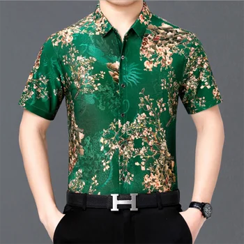 Nové Módne Havajské Košele Mužov Nadrozmerná Luxusné Tlač Kvet Lete Bežné Krátky Rukáv Business Oblečenie