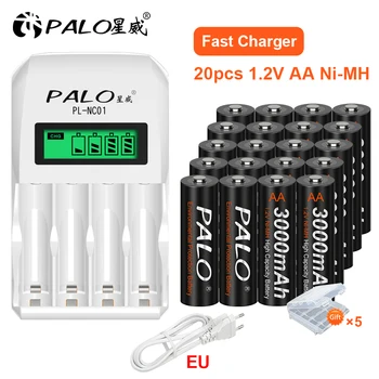 PALO 100% originálne 1.2 v, AA nabíjateľné batérie aa 1.2 v, nimh aa batéria s LCD inteligentné nabíjačky pre 1.2 v, nimh aa aaa