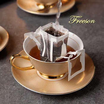 Luxusné Zlaté Kosti Čína Šálku Čaju Tanier, Lyžica Set 200 ml Ušľachtilé Keramické Šálku Kávy Rozšírené Porcelánu Teacup Strany Teatime Drinkware