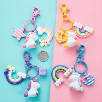 Plastové Kremíka Kawaii Jednorožec Kľúčový Prívesok Keyring Plyšové Hračky Pre Deti, Dievčatá, Darček Taška Prívesok Rainbow Hračky