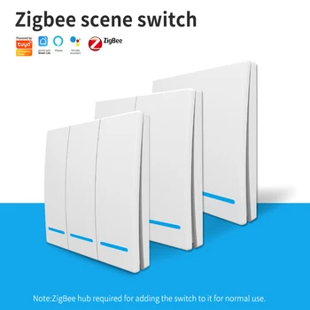 Tuya Inteligentný Život ZigBee Bezdrôtový nástenný 9 Scény Spínač 1 2 3Gang stlačte Tlačidlo Diaľkového Ovládania Zigbee Prepínač Tuya Bránou Hub Potrebné